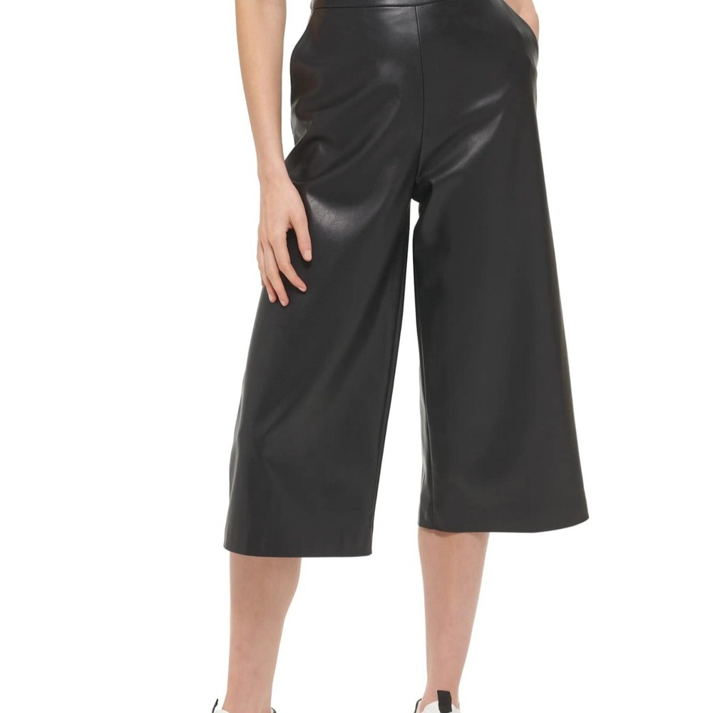 DKNY Black Wide-Leg Cropped Pants
